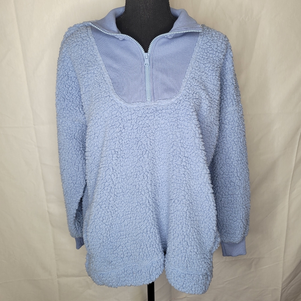 Cozy Aerie Light Blue‎ Sherpa Pullover